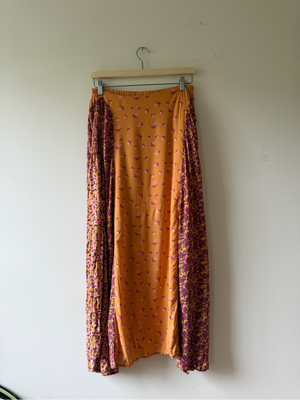 Free People Kaia Floral Print Maxi Skirt Tangerine Combo Size M
